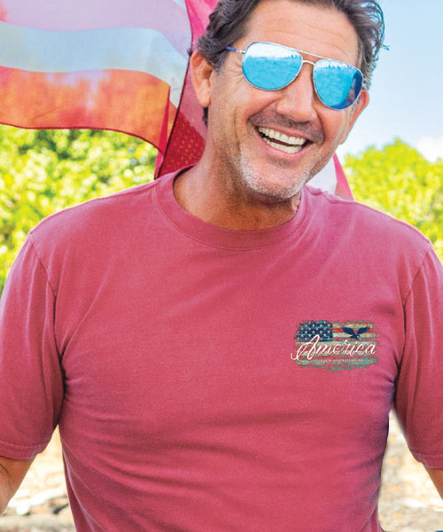 Artsy Flag - Paradise Red Dyed Short Sleeve Crewneck T-Shirt
