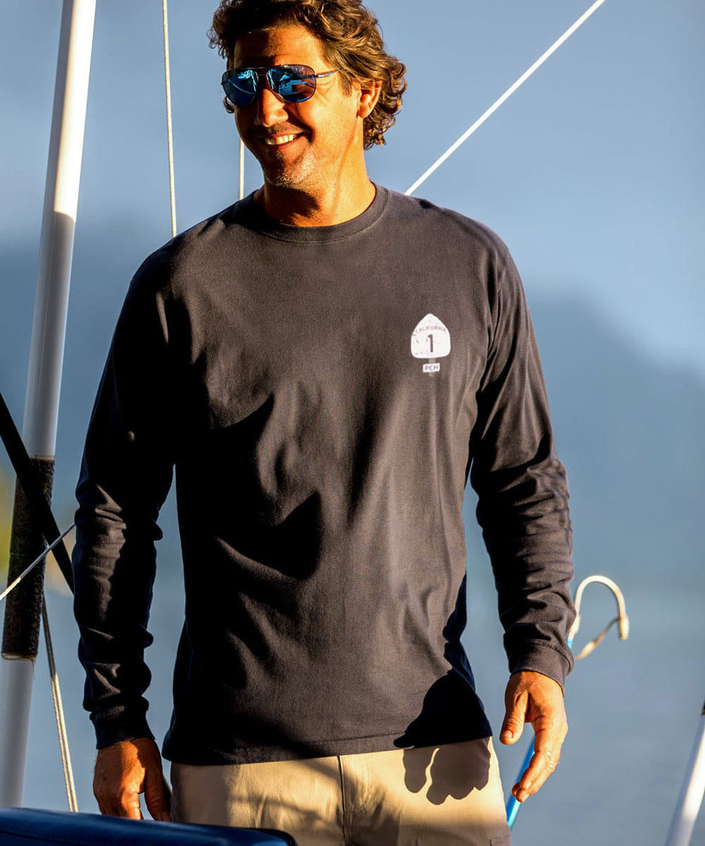 Pacific Coast Highway - Black Long Sleeve Crewneck T-Shirt