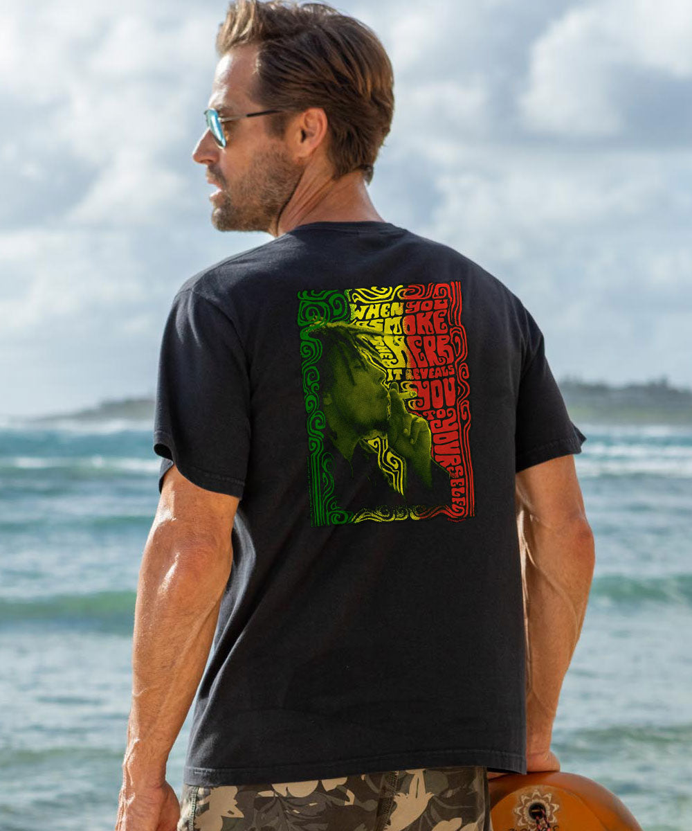 Bob Marley Smoke The Herb - Black Short Sleeve Crewneck T-Shirt