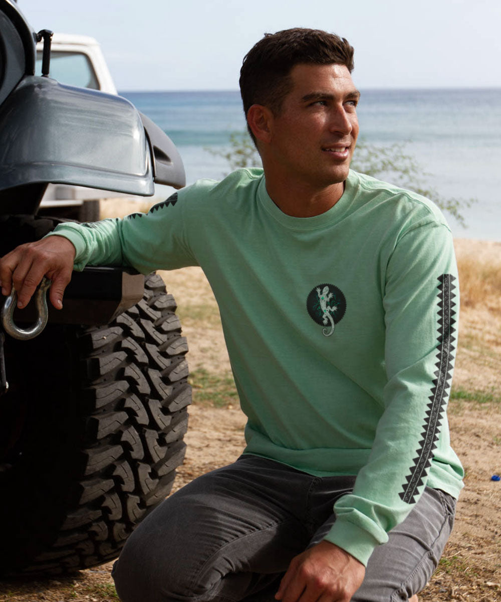 Gecko Sun - Key Lime Dyed Long Sleeve Crewneck T-Shirt