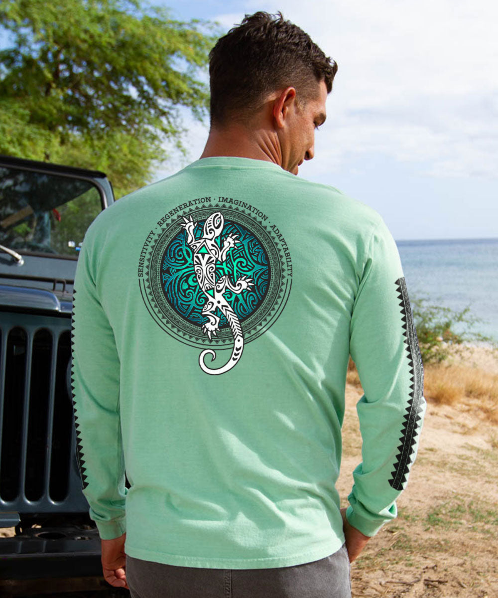 Gecko Sun - Key Lime Dyed Long Sleeve Crewneck T-Shirt