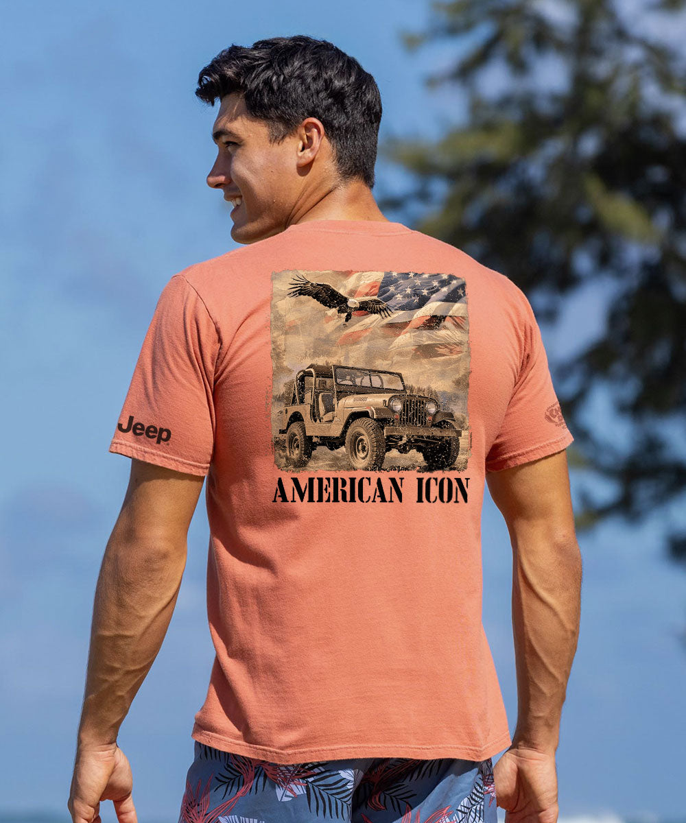 Jeep Vintage American - Chile Dyed Short Sleeve Crewneck T-Shirt