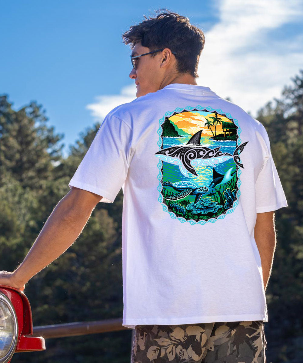 Mano Sunrise - White Short Sleeve Crewneck T-Shirt