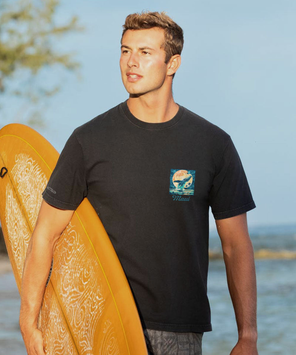Moonlight Whale - Black Short Sleeve Crewneck T-Shirt