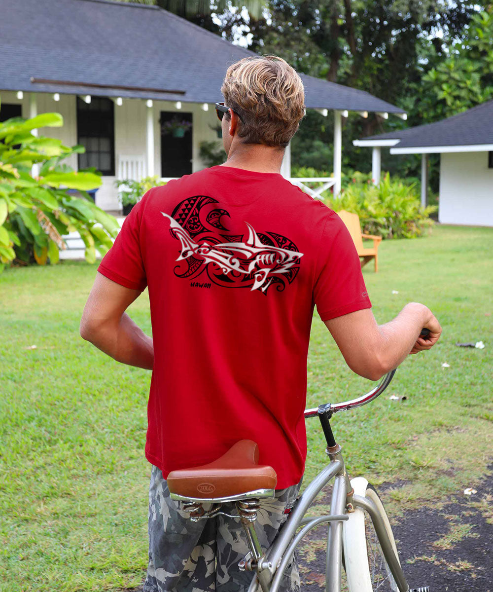 Mano A Mano Ekahi Vertical - Rugby Red Short Sleeve Pima T-Shirt