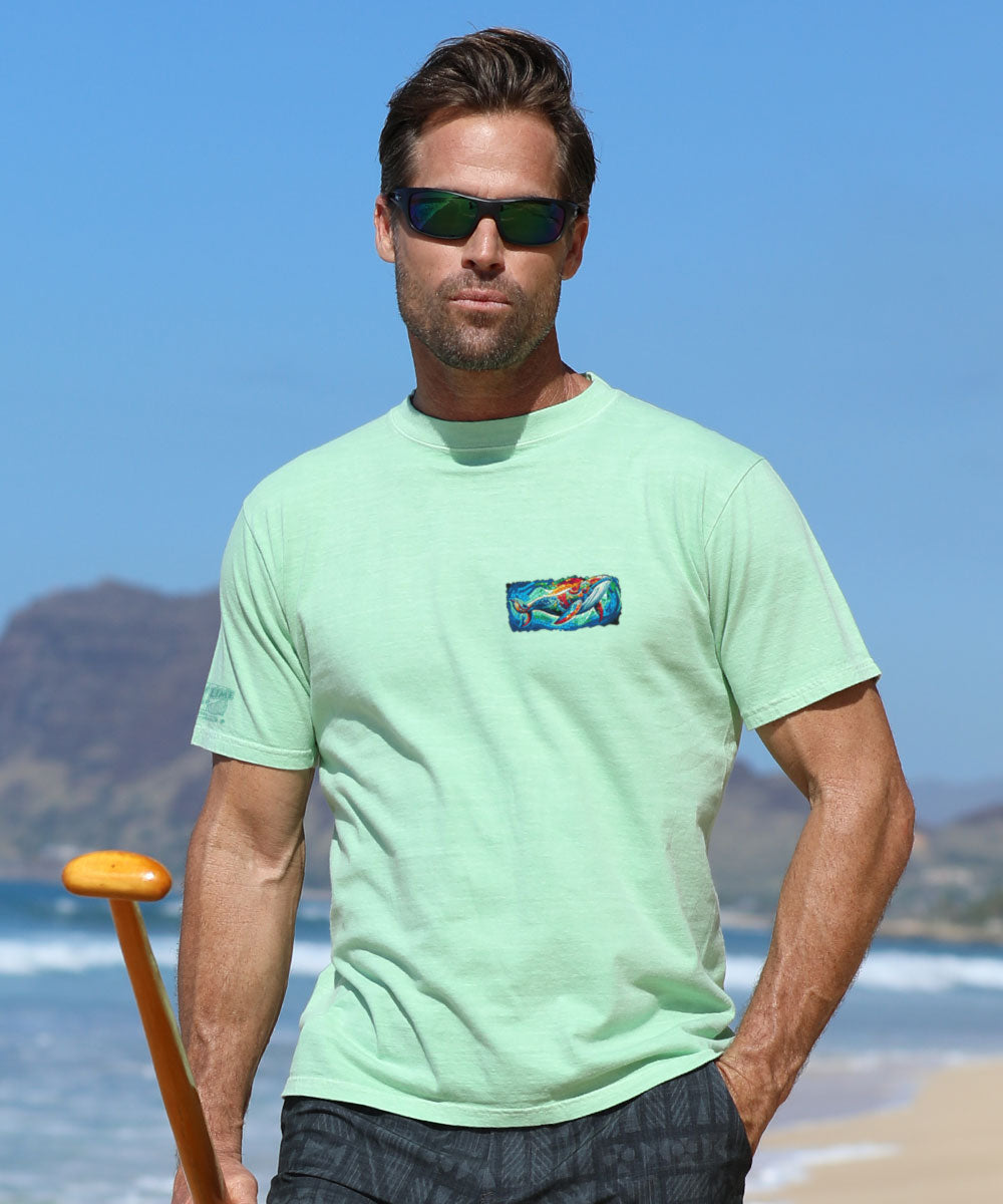 Mosaic Glass Whale - Key Lime Dyed Short Sleeve Crewneck T-Shirt