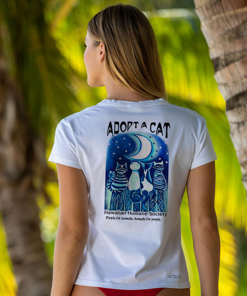 Hawaiian Humane Society Sun And Moon - White Short Sleeve Crewneck T-Shirt