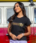 Banded Hibiscus - Black Short Sleeve Crewneck T-Shirt