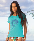 Circular Tribal Floral - Ocean Short Sleeve Pima T-Shirt