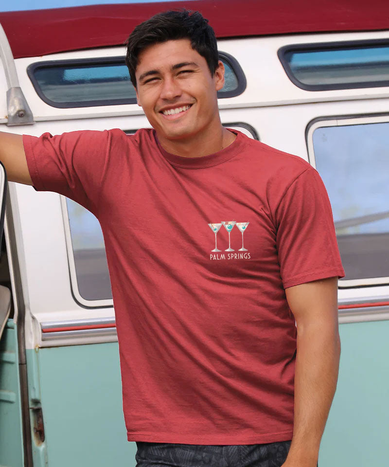 Martini Pool Party - Paradise Red Dyed Short Sleeve Crewneck T-Shirt