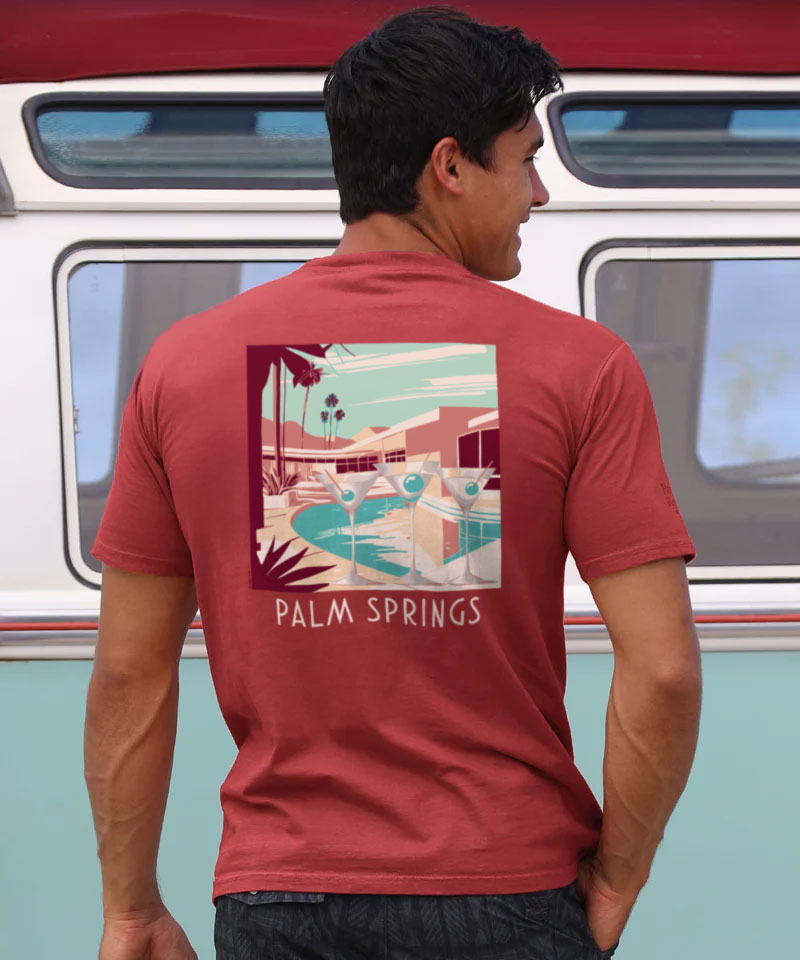 Martini Pool Party - Paradise Red Dyed Short Sleeve Crewneck T-Shirt