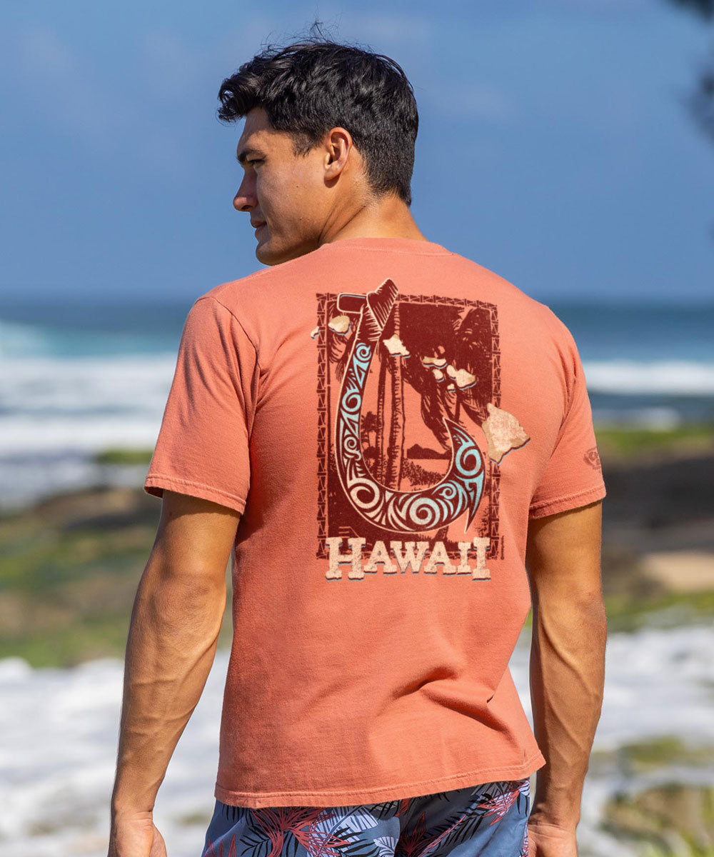 Hawaiian Fish Hook - Chile Dyed Short Sleeve Crewneck T-Shirt