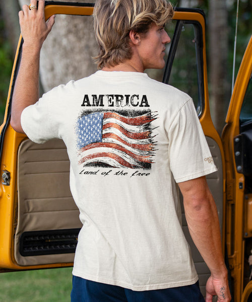 American Flag - Coconut Dyed Short Sleeve Crewneck T-Shirt