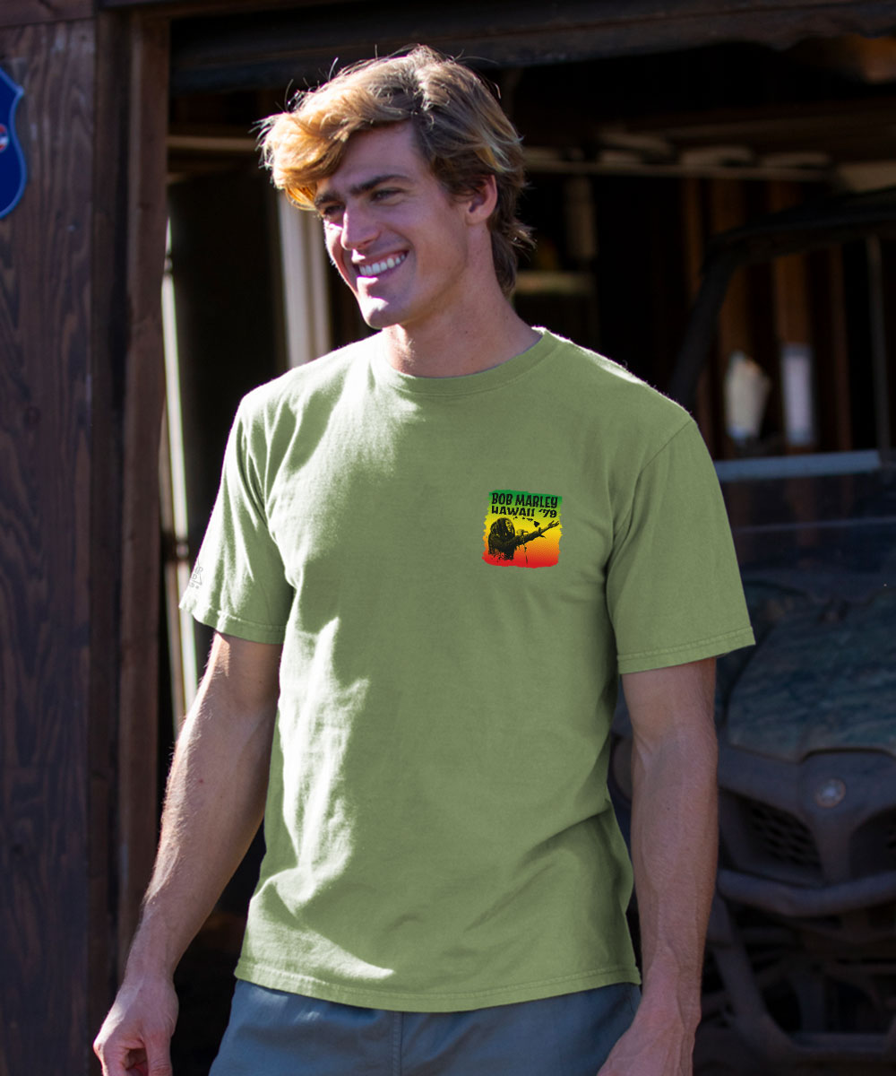 Bob Marley Poster Hawaii - Hemp Dyed Short Sleeve Crewneck T-Shirt