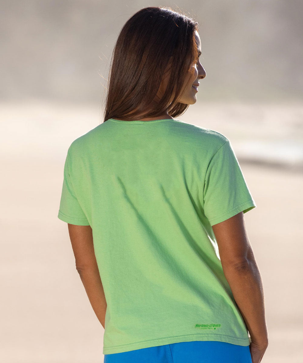Floral Flag - Key Lime Dyed Short Sleeve Scoop Neck T-Shirt