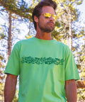 Hawaiian Floral Band - Green Apple Dyed Short Sleeve Crewneck T-Shirt