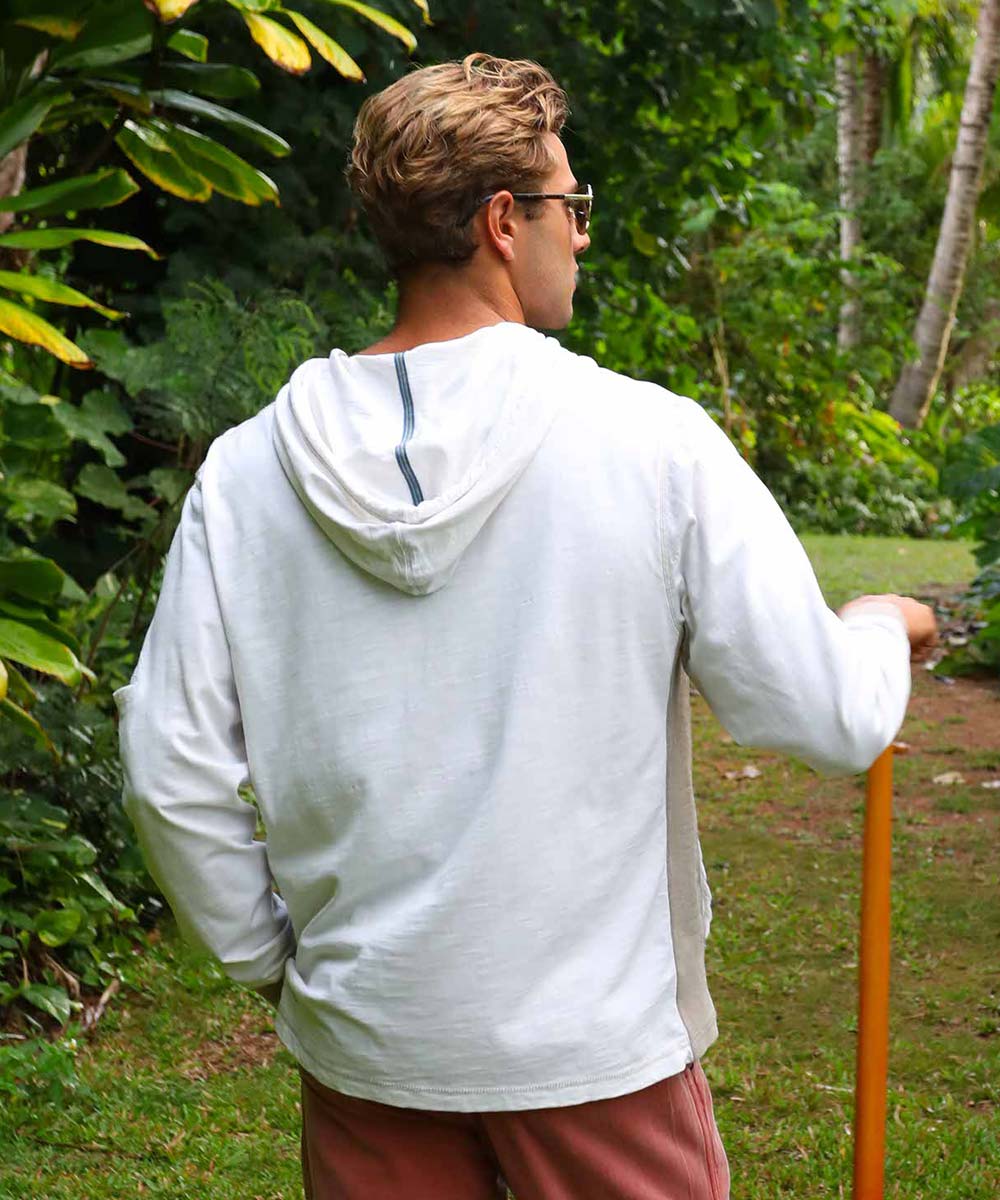 Alii Guard - Natural/Gray Long Sleeve Longboard Hooded Tee