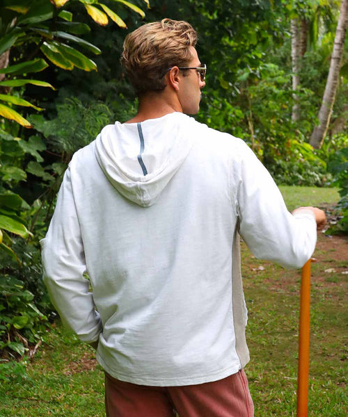 Alii Guard - Natural/Gray Long Sleeve Longboard Hooded Tee