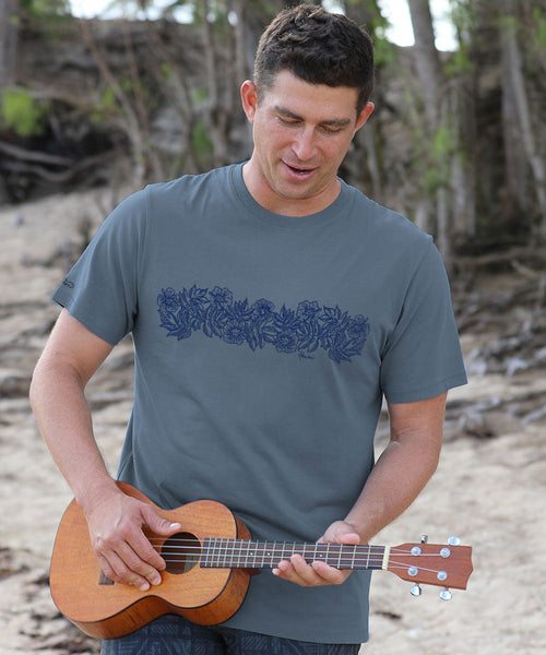 Aloha Sketch - Blue Steel Short Sleeve Pima T-Shirt