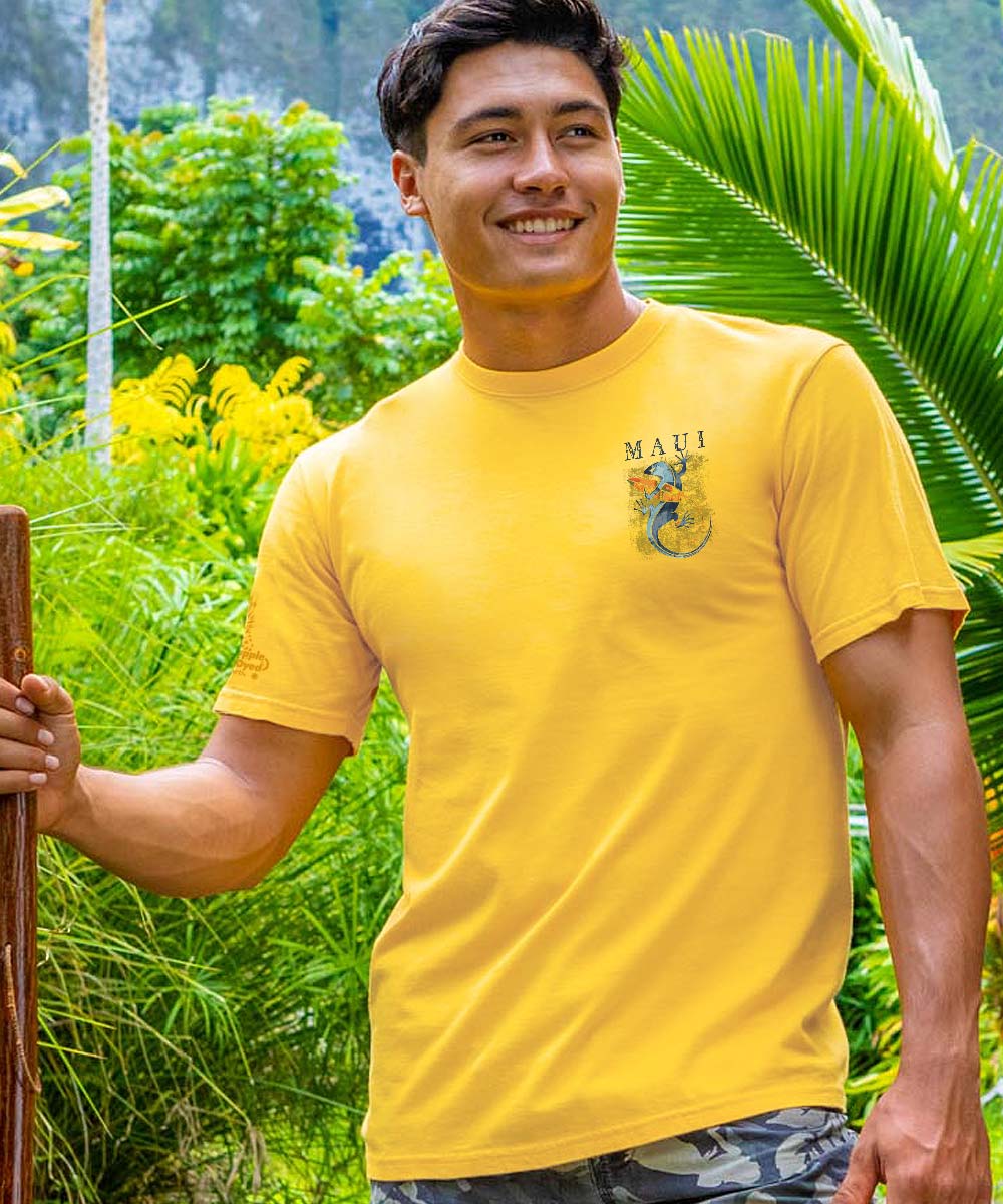 Gecko Watercolor - Pineapple Dyed Short Sleeve Crewneck T-Shirt