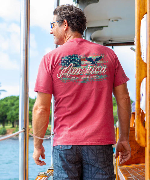 Artsy Flag - Paradise Red Dyed Short Sleeve Crewneck T-Shirt