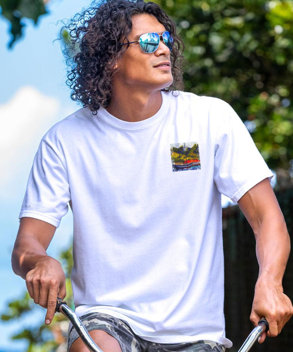 Painted Lahaina - White Short Sleeve Crewneck T-Shirt