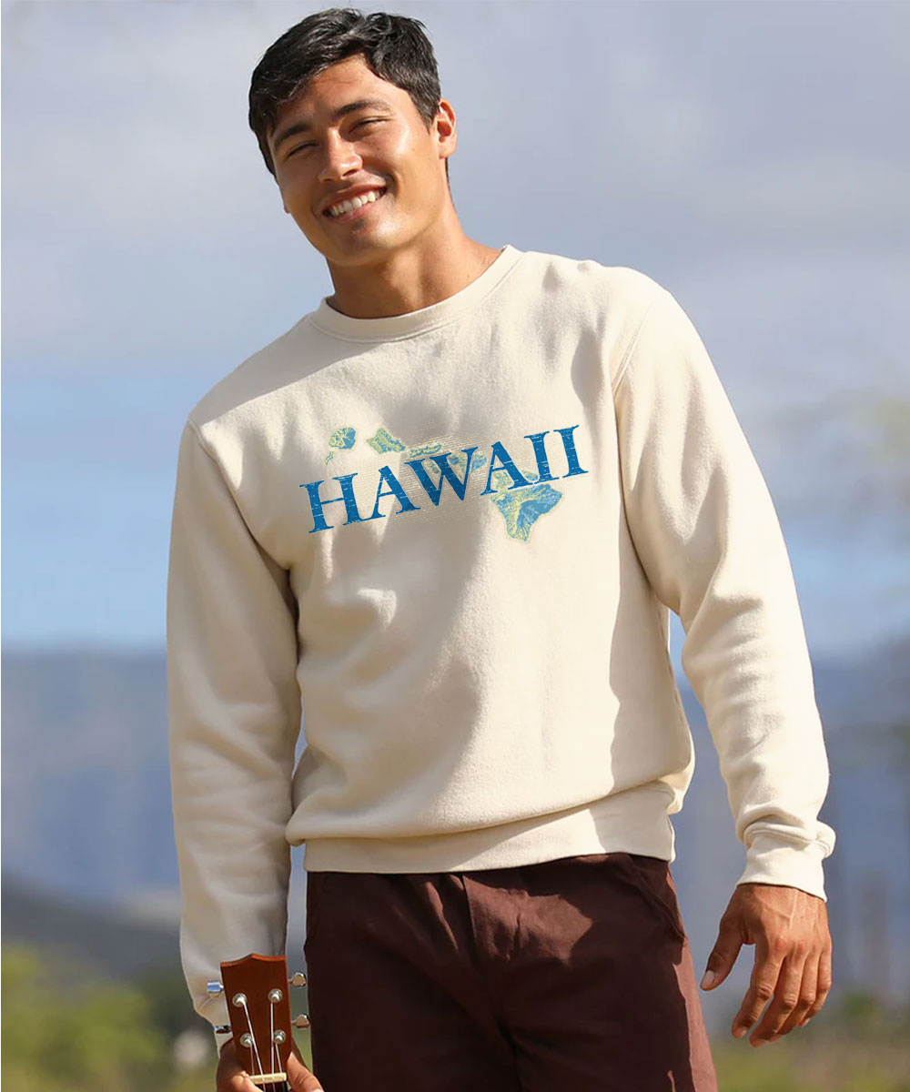 Hawaiian Islands - Coconut Dyed Long Sleeve Sweatshirt