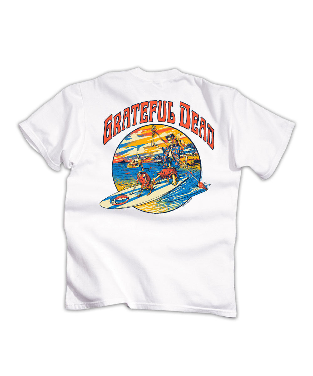Grateful Dead Along For The Trip - White Short Sleeve Crewneck T-Shirt