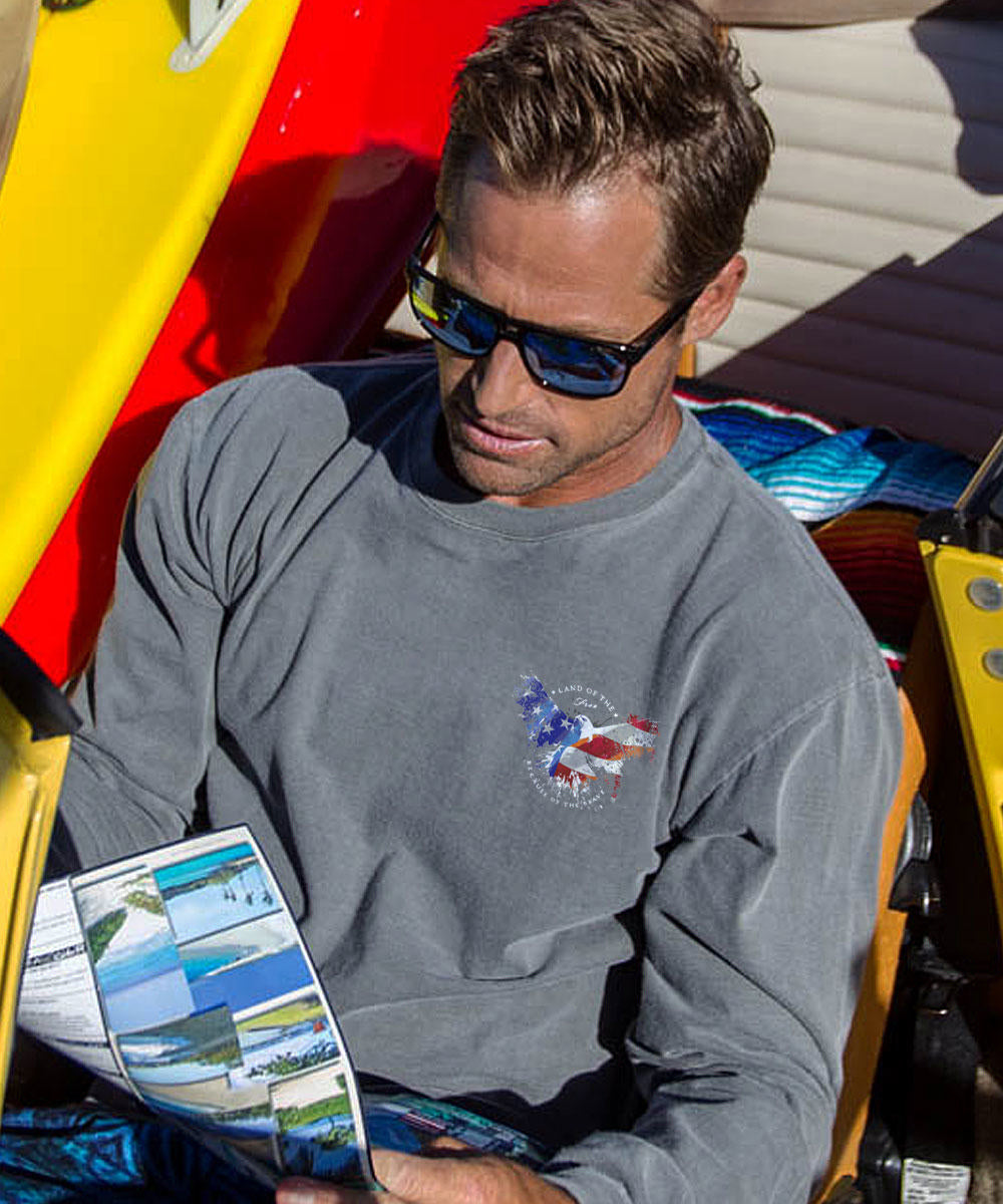 Land Of The Eagle - Crater Dyed® Long Sleeve Crewneck T-Shirt
