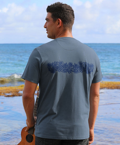 Aloha Sketch - Blue Steel Short Sleeve Pima T-Shirt
