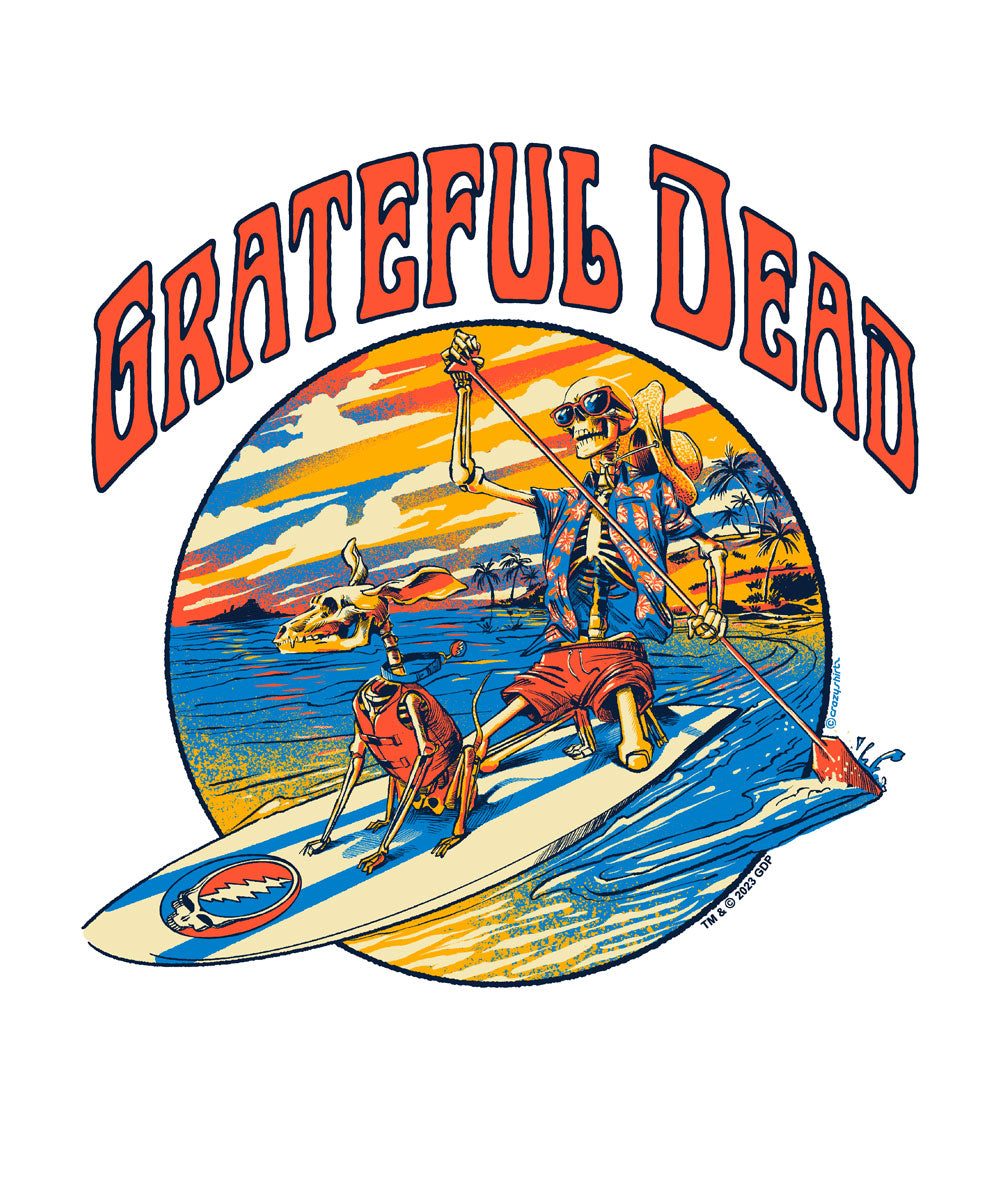 Grateful Dead Along For The Trip - White Short Sleeve Crewneck T-Shirt