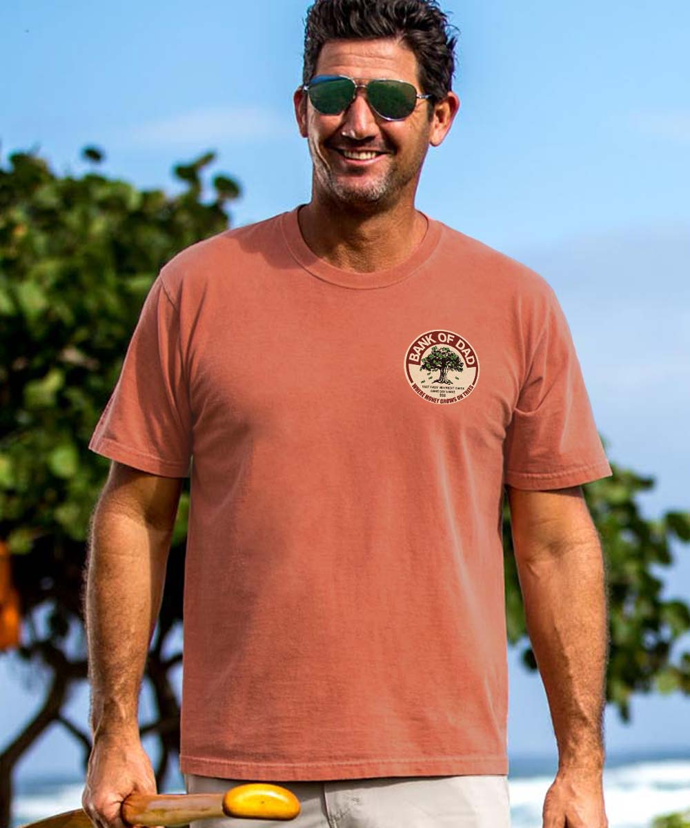 Bank Of Dad Trees - Chile Dyed Short Sleeve Crewneck T-Shirt
