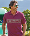 Island Tribal Band - Wine Dyed Short Sleeve Oceanfront Polo Shirt