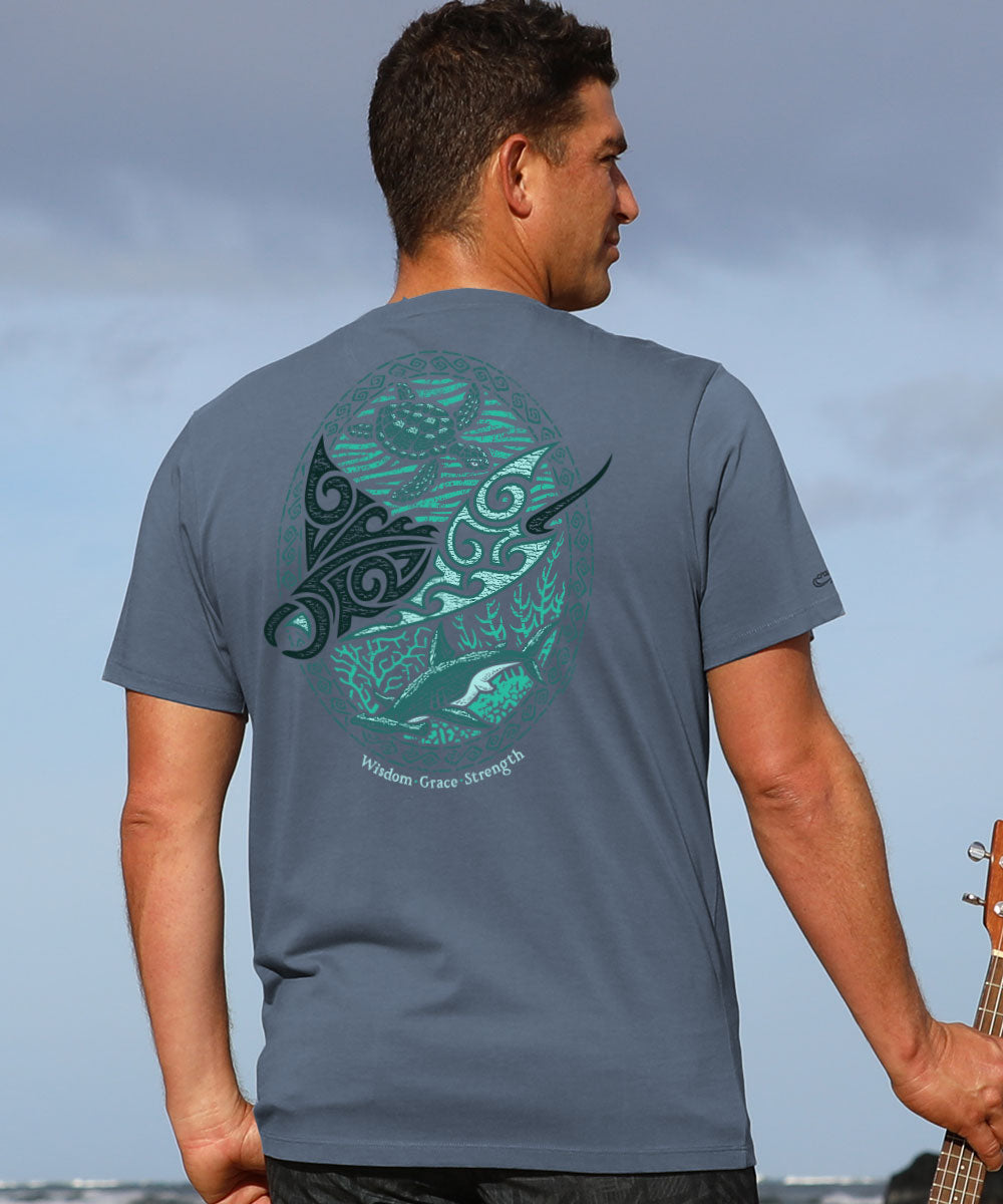 Manta Reef Glide - Blue Steel Short Sleeve Pima T-Shirt